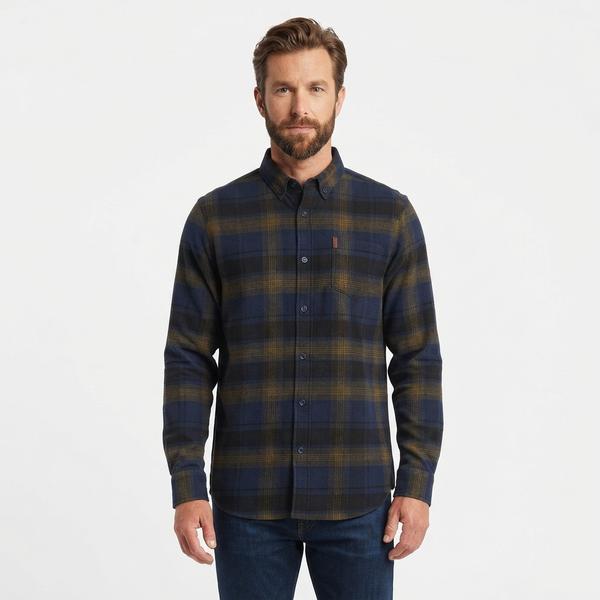 Mens Chaps Double Brush Stretch Flannel Shirt - Midnight