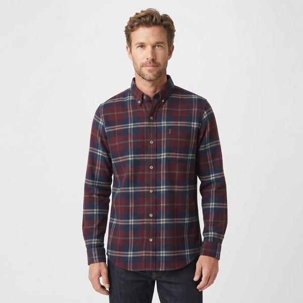 Mens Chaps Double Brush Stretch Flannel Shirt - Wine