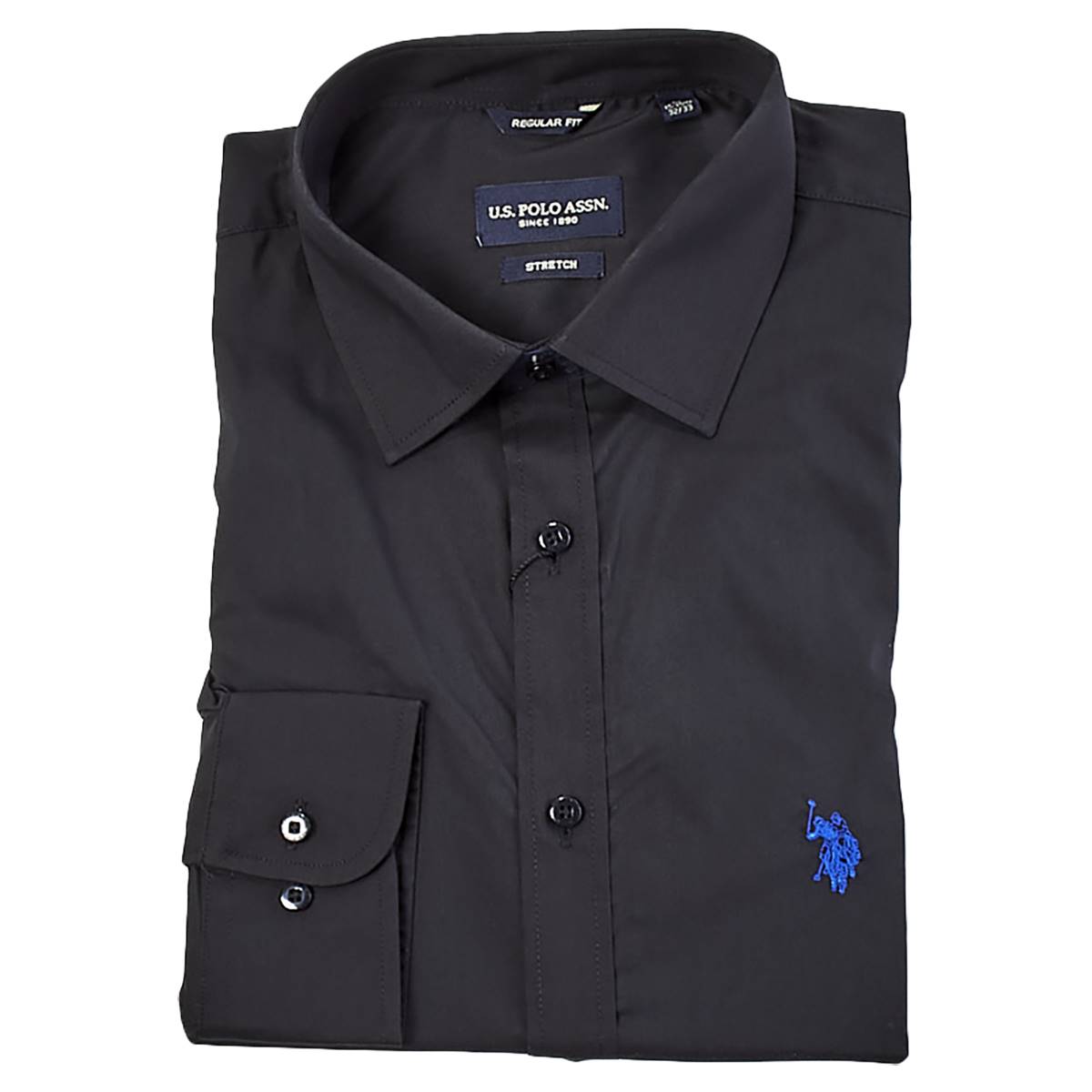 Mens U.S. Polo Assn.(R) Regular Fit Button Down Dress Shirt - Black