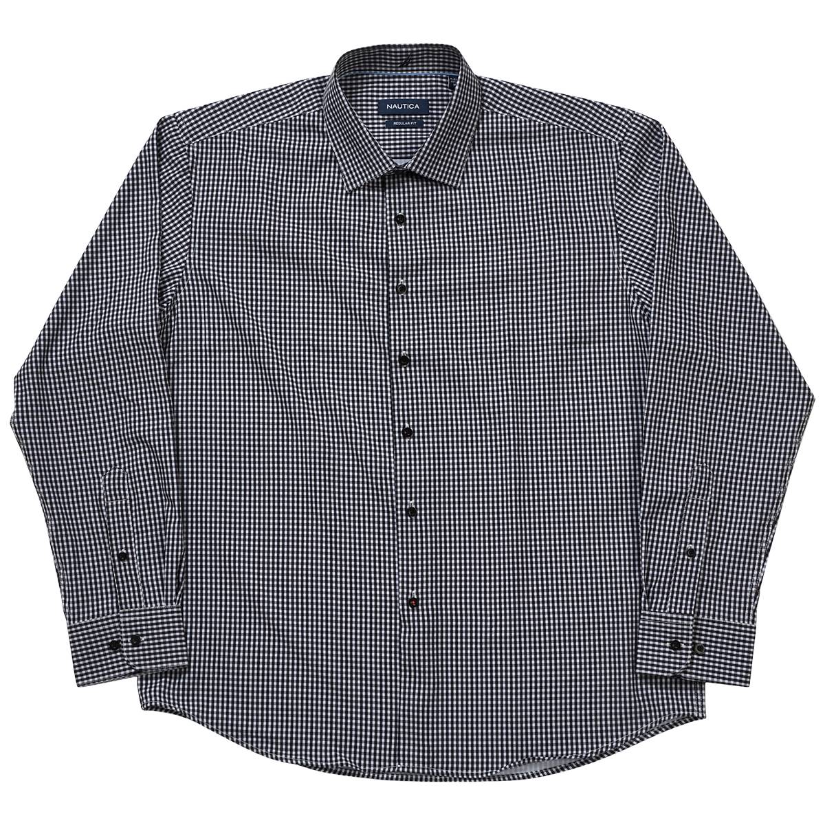 Mens Nautica Regular Fit Gingham Dress Shirt - Black