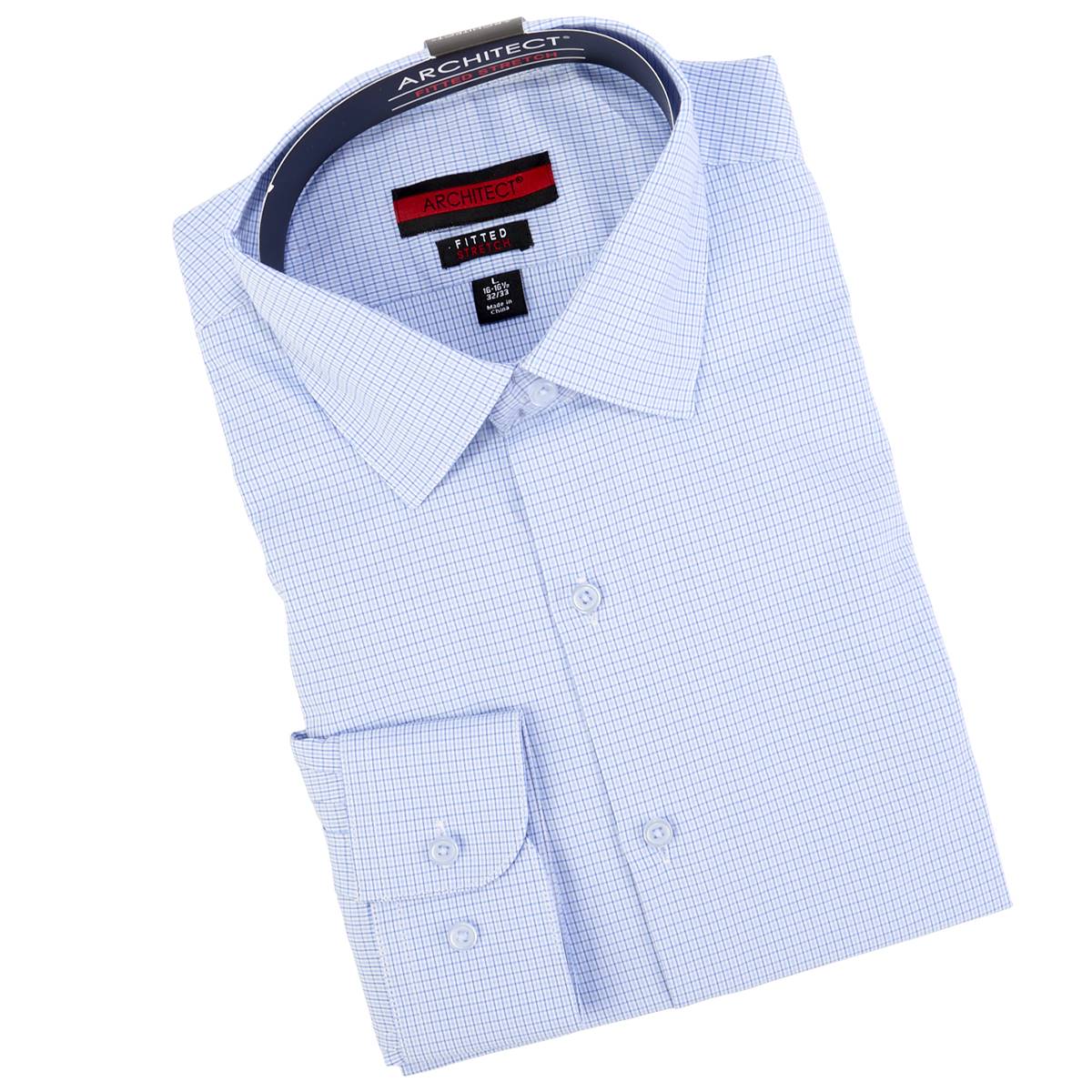 Mens Architect(R) Fitted Stretch Dress Shirt - White/Blue