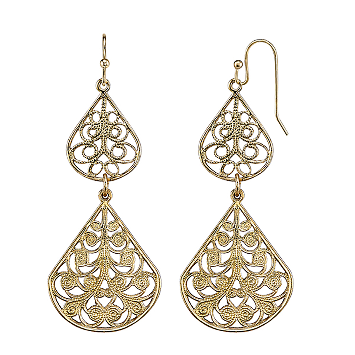 1928 Vintage Filigree Vines Teardrop Earrings