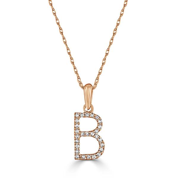 Diamond Classics(tm) 14kt. Rose Gold Initial B Letter Necklace