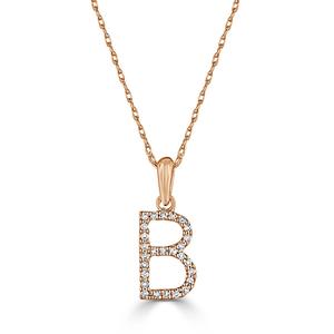 Diamond Classics(tm) 14kt. Rose Gold Initial B Letter Necklace