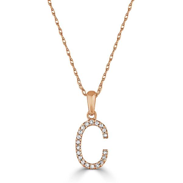 Diamond Classics(tm) 14kt. Rose Gold Initial C Letter Necklace