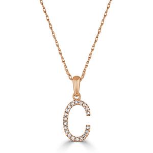 Diamond Classics(tm) 14kt. Rose Gold Initial C Letter Necklace