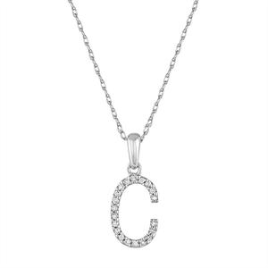 Diamond Classics(tm) 14kt. White Gold Initial C Letter Necklace
