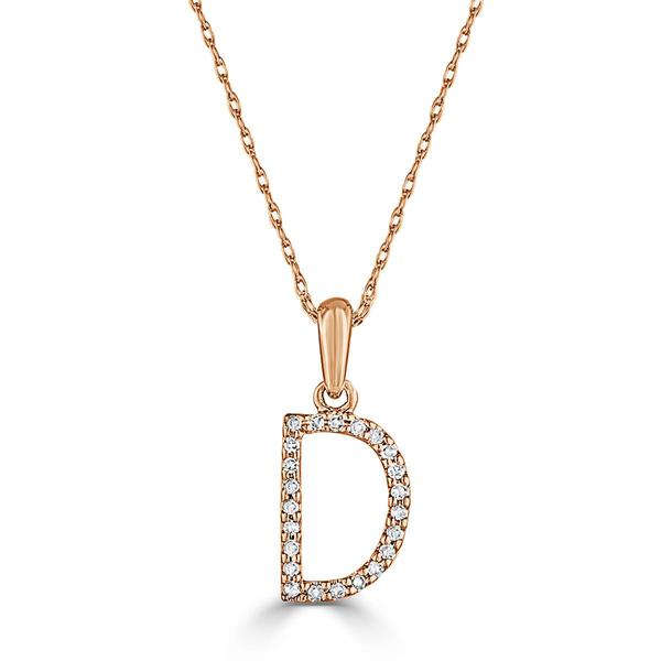Diamond Classics(tm) 14kt. Rose Gold Initial D Letter Necklace
