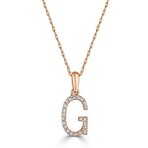Diamond Classics(tm) 14kt. Rose Gold Initial G Letter Necklace