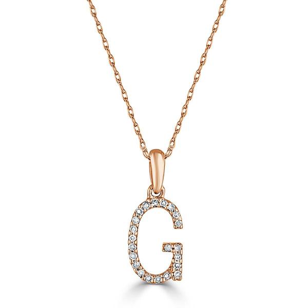 Diamond Classics(tm) 14kt. Rose Gold Initial G Letter Necklace