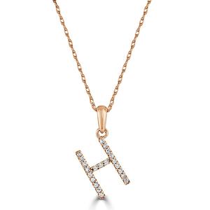 Diamond Classics(tm) 14kt. Rose Gold Initial H Letter Necklace