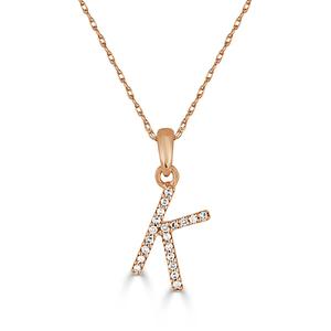 Diamond Classics(tm) 14kt. Rose Gold Initial K Letter Necklace