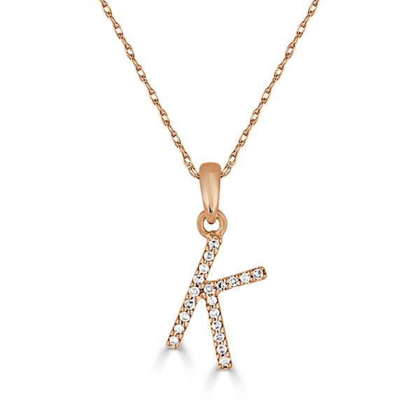 Diamond Classics(tm) 14kt. Rose Gold Initial K Letter Necklace