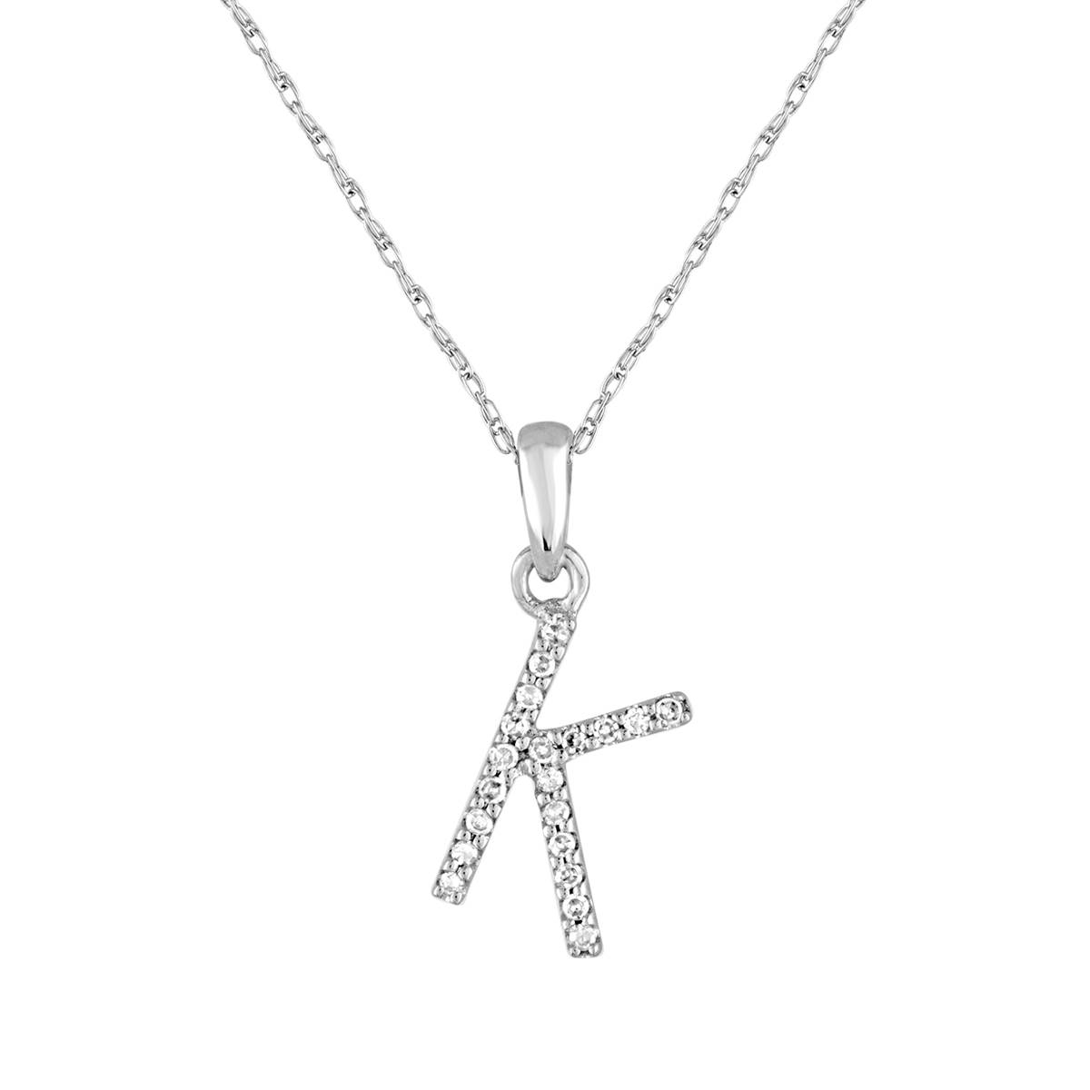 Diamond Classics(tm) 14kt. White Gold Initial K Letter Necklace