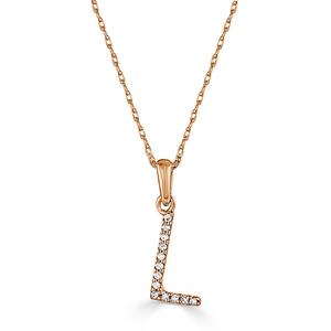 Diamond Classics(tm) 14kt. Rose Gold Initial L Letter Necklace