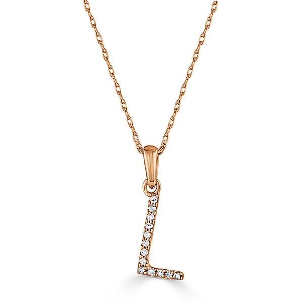 Diamond Classics(tm) 14kt. Rose Gold Initial L Letter Necklace