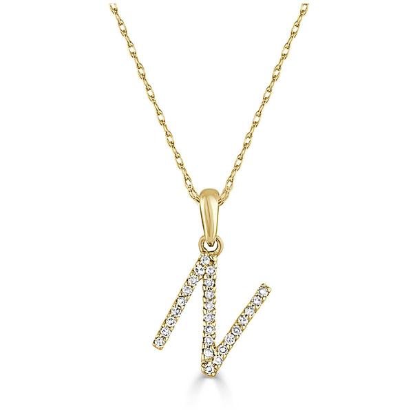 Diamond Classics(tm) 14kt. Gold Initial N Letter Necklace