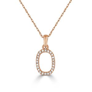 Diamond Classics(tm) 14kt. Rose Gold Initial O Letter Necklace