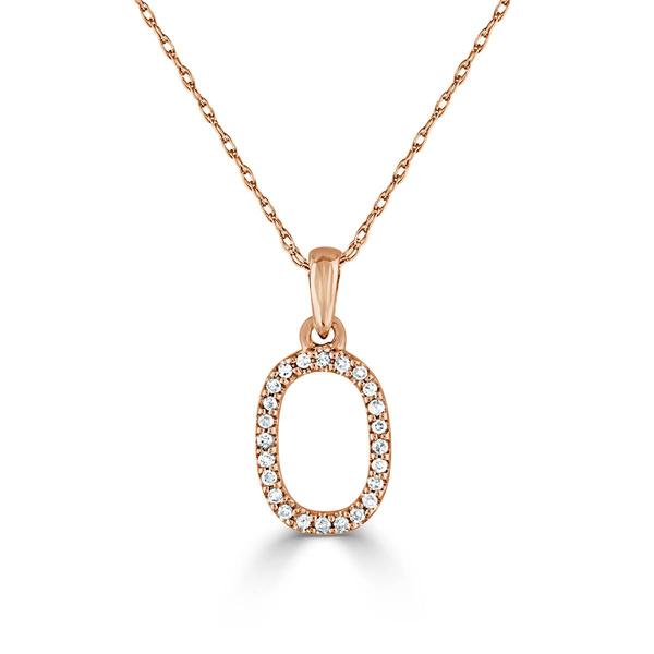Diamond Classics(tm) 14kt. Rose Gold Initial O Letter Necklace