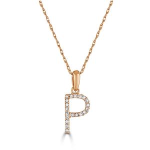 Diamond Classics(tm) 14kt. Rose Gold Initial P Letter Necklace