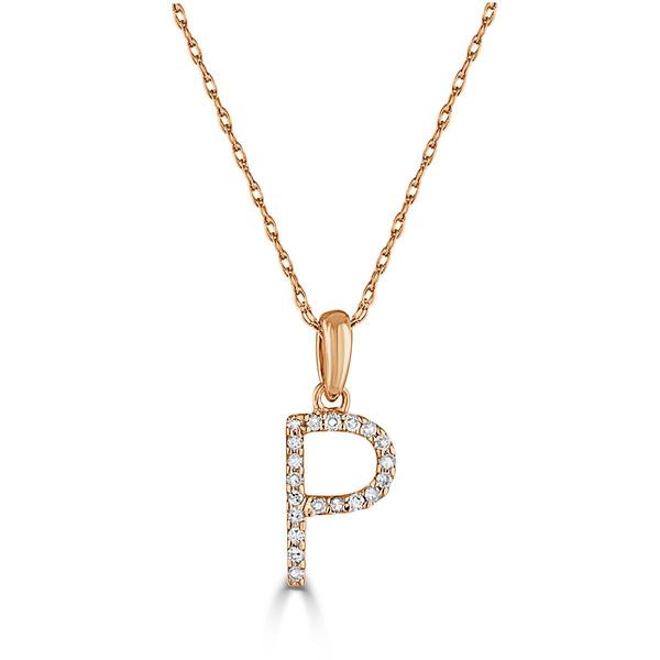 Diamond Classics(tm) 14kt. Rose Gold Initial P Letter Necklace