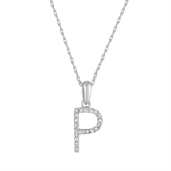 Diamond Classics(tm) 14kt. White Gold Initial P Letter Necklace