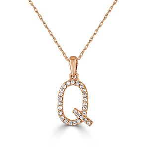 Diamond Classics(tm) 14kt. Rose Gold Initial Q Letter Necklace