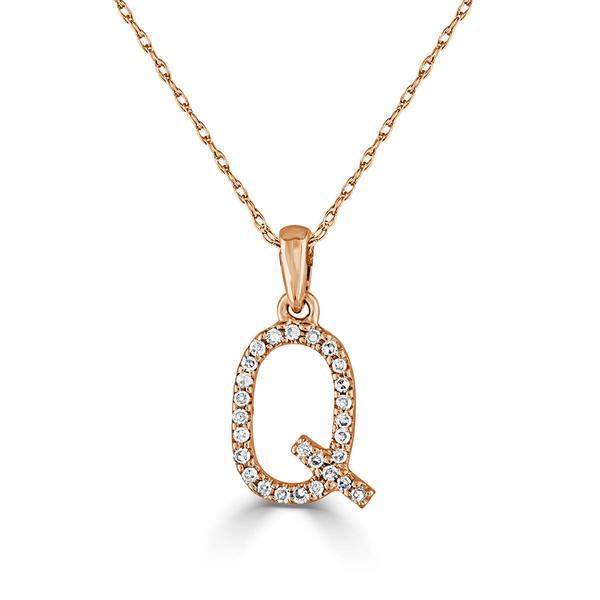 Diamond Classics(tm) 14kt. Rose Gold Initial Q Letter Necklace