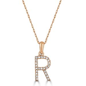 Diamond Classics(tm) 14kt. Rose Gold Initial R Letter Necklace