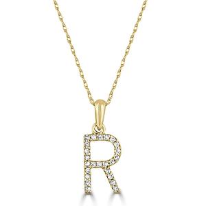 Diamond Classics(tm) 14kt. Gold Initial R Letter Necklace