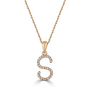 Diamond Classics(tm) 14kt. Rose Gold Initial S Letter Necklace