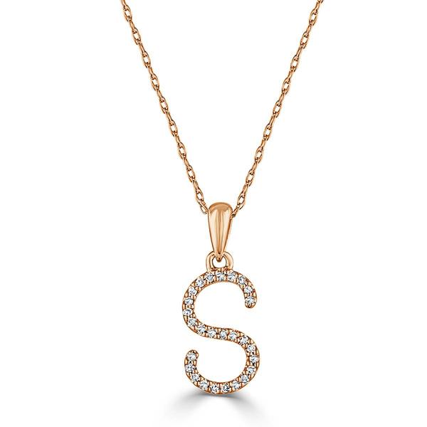 Diamond Classics(tm) 14kt. Rose Gold Initial S Letter Necklace