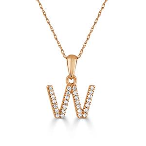 Diamond Classics(tm) 14kt. Rose Gold Initial W Letter Necklace