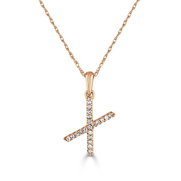 Diamond Classics(tm) 14kt. Rose Gold Initial X Letter Necklace