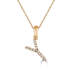 Diamond Classics(tm) 14kt. Rose Gold Initial Y Letter Necklace