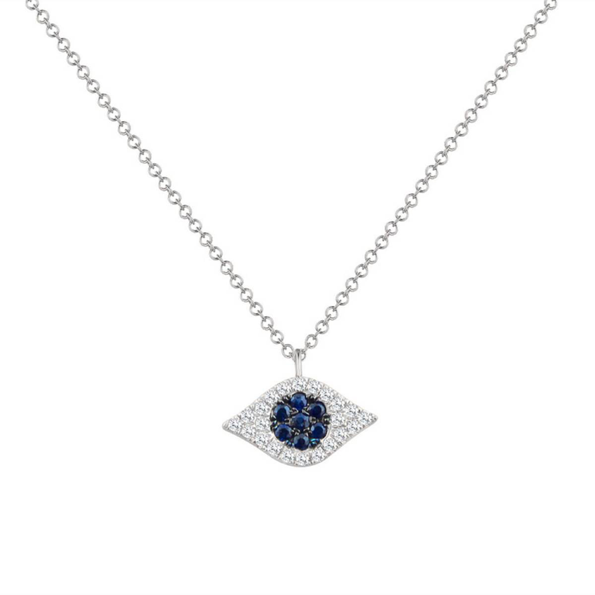 Diamond Classics(tm) 14kt. White Gold Evil Eye Necklace