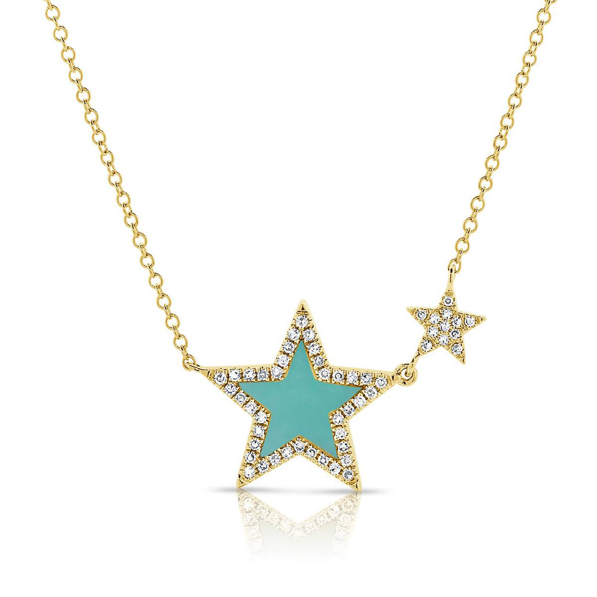 Gemstone Classics(tm) 14kt. Gold Turquoise Star Pendant Necklace
