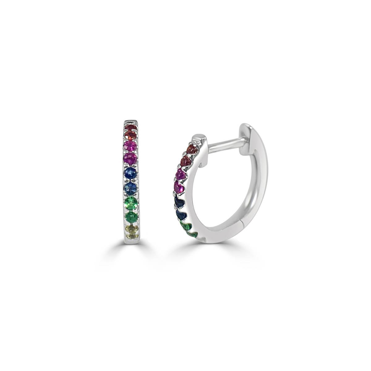 Gemstone Classics(tm) 14kt. Rainbow Sapphire Hoop Earrings