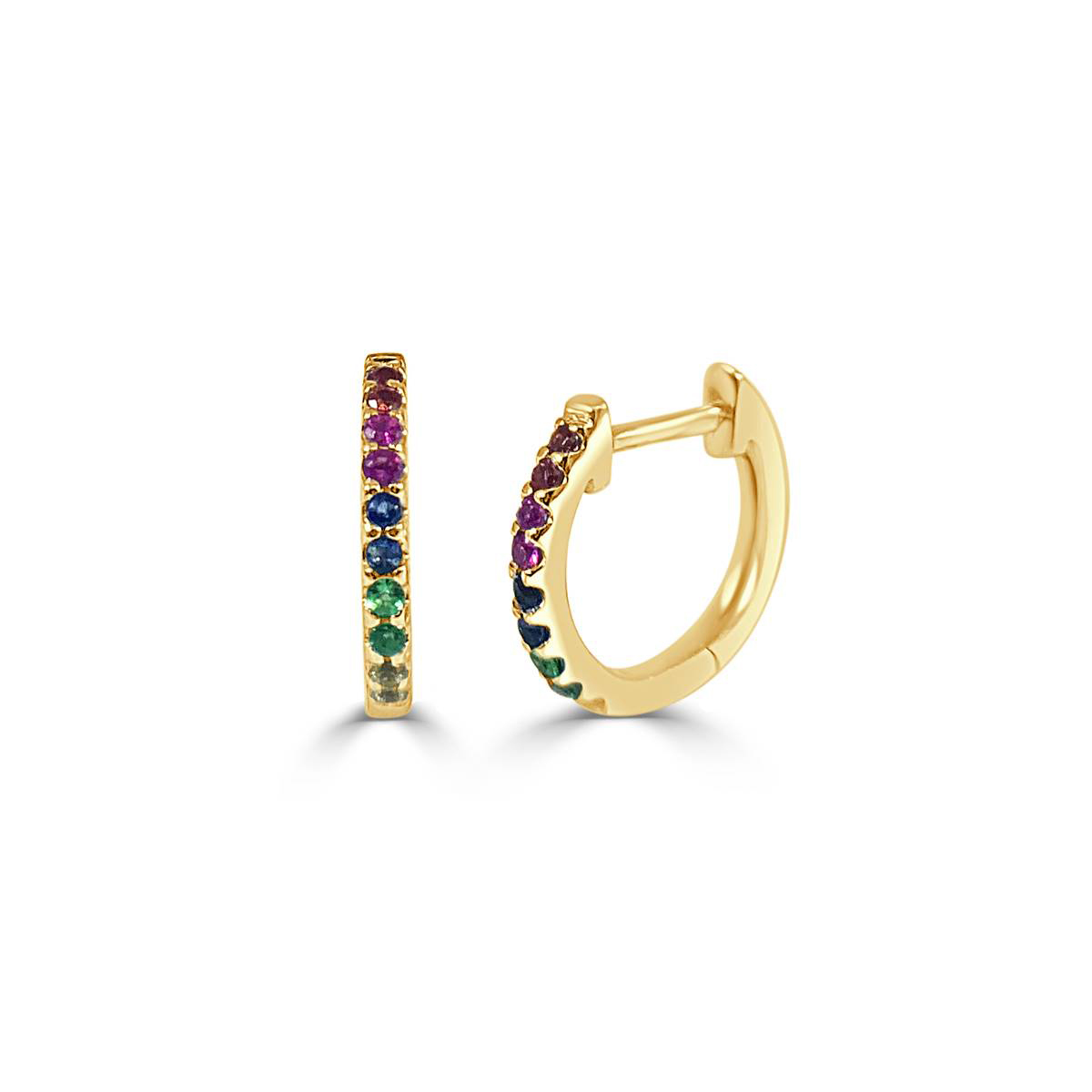 Gemstone Classics(tm) Gold Rainbow Sapphire Hoop Earrings