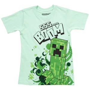 Boys (8-20) Minecraft Boom Creeper Short Sleeve Graphic Tee- Mint