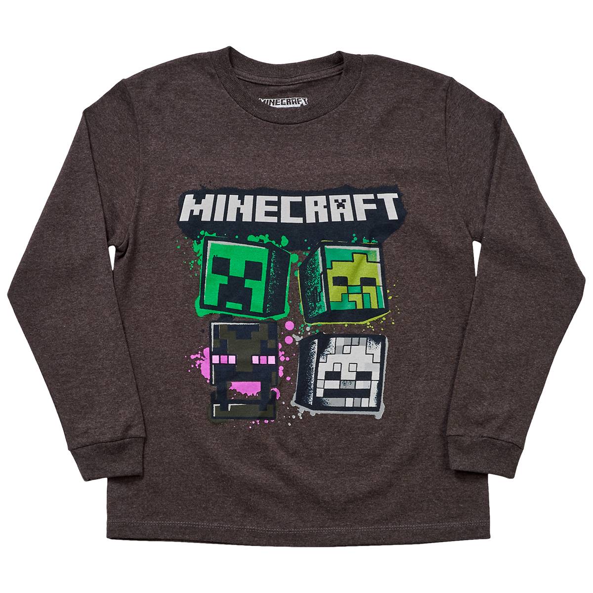 Boys (8-20) Mad Engine Minecraft Stenciled Mob Long Sleeve Tee