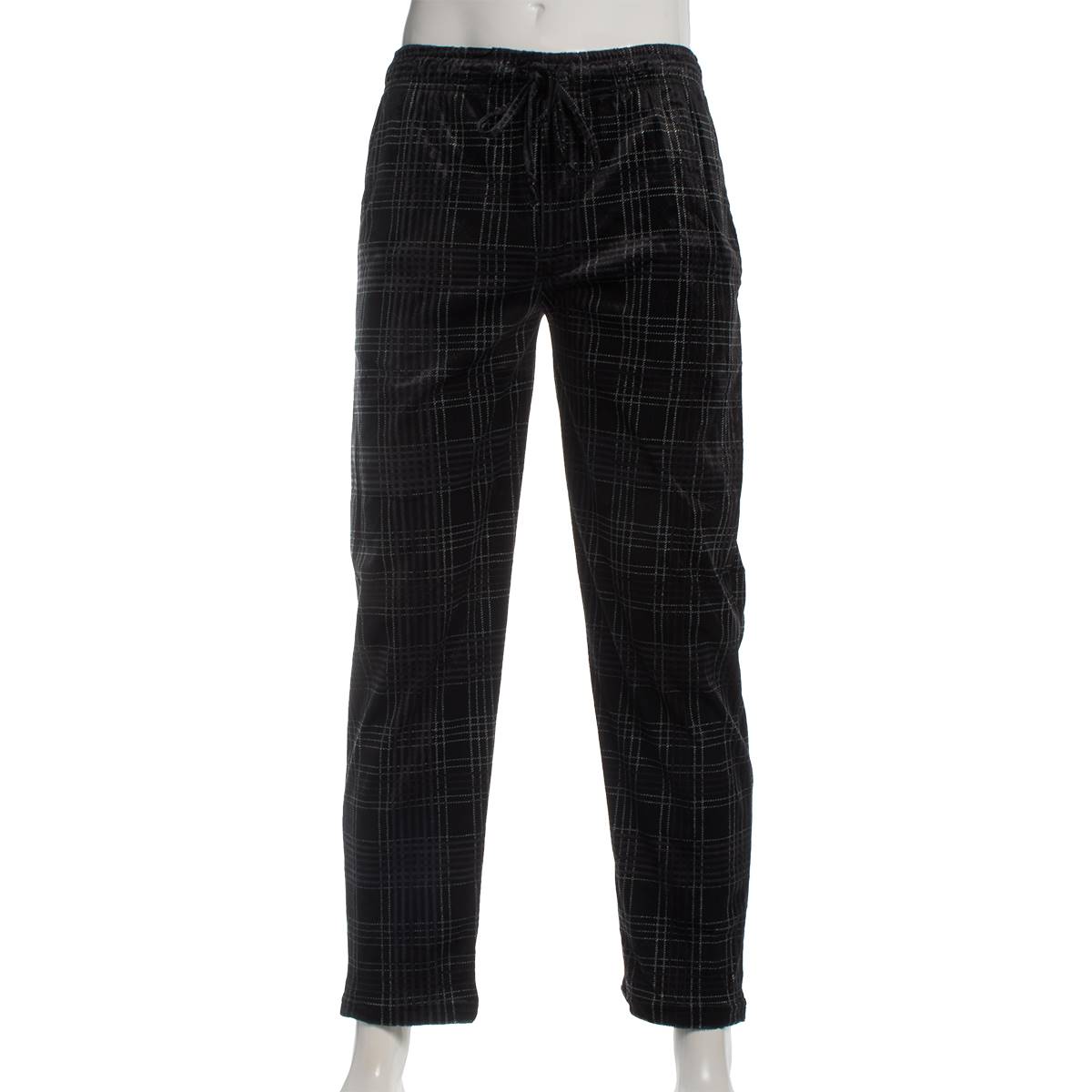 Mens Preswick & Moore(R) Plaid Silky Pajama Pants - Black/White