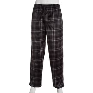 Mens Preswick & Moore® Plaid Silky Fleece Pajama Pants - Black