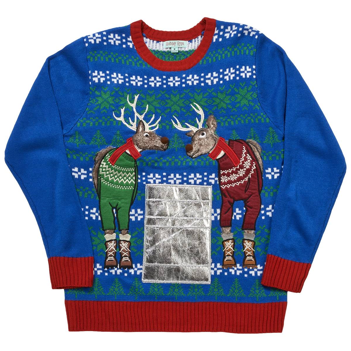 Mens Holiday Hype Deer & Beer Drink Pocket Sweater