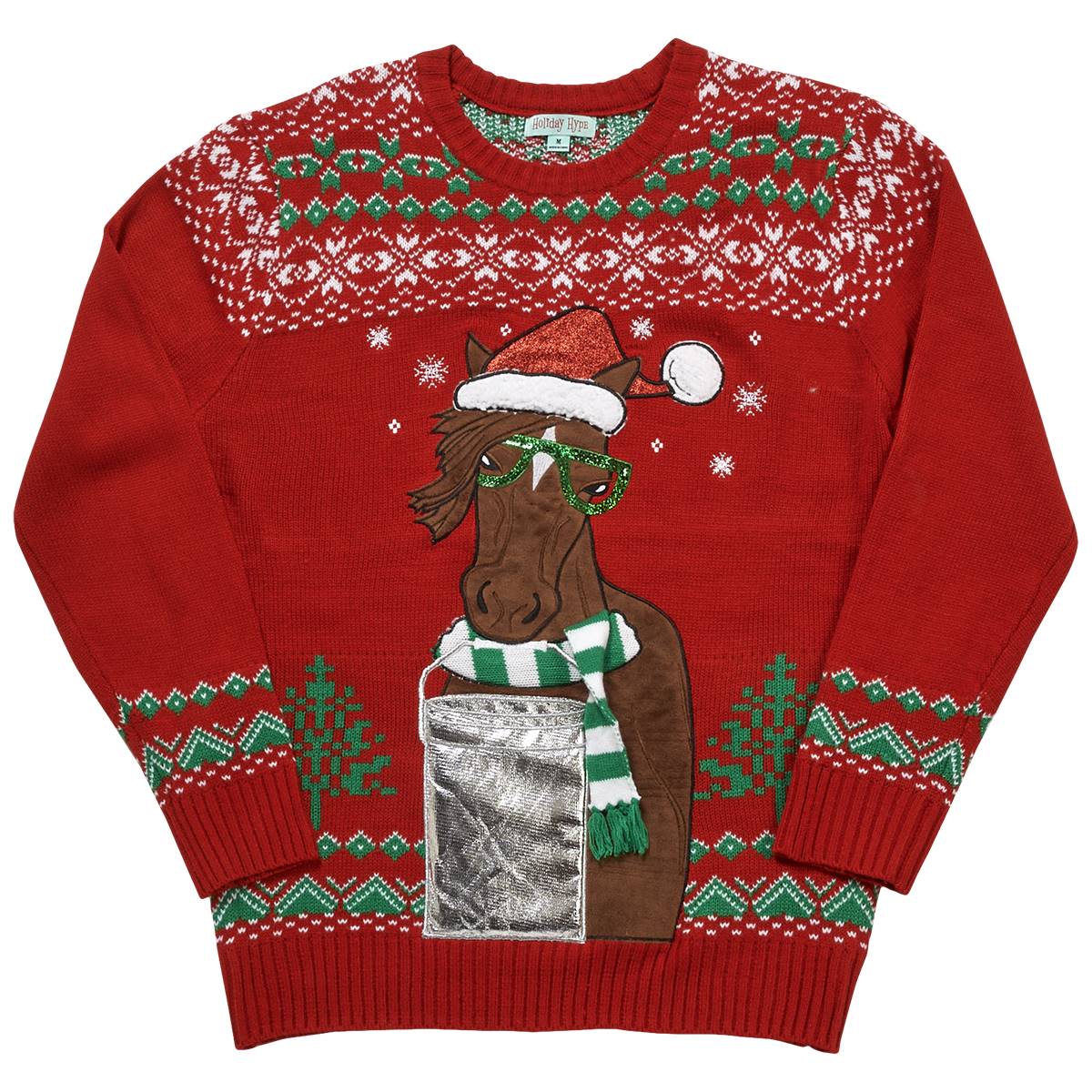 Mens Holiday Hype Horse Drink Pocket Sweater
