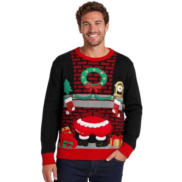 Mens Holiday Hype Stuck Santa Ugly Christmas Sweater