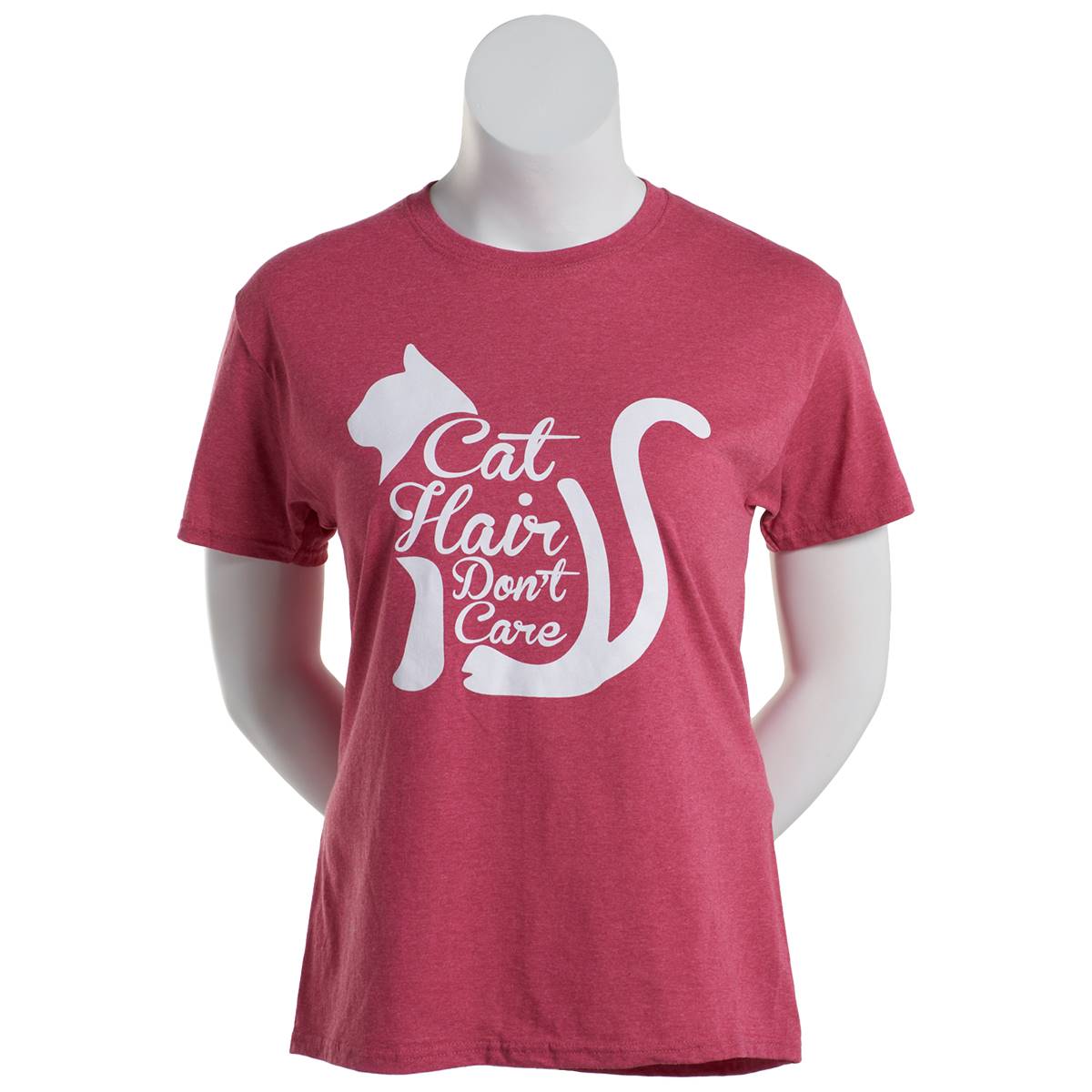 Womens JERZEES Short Sleeve Cat Hair Don't Care Graphic Tee