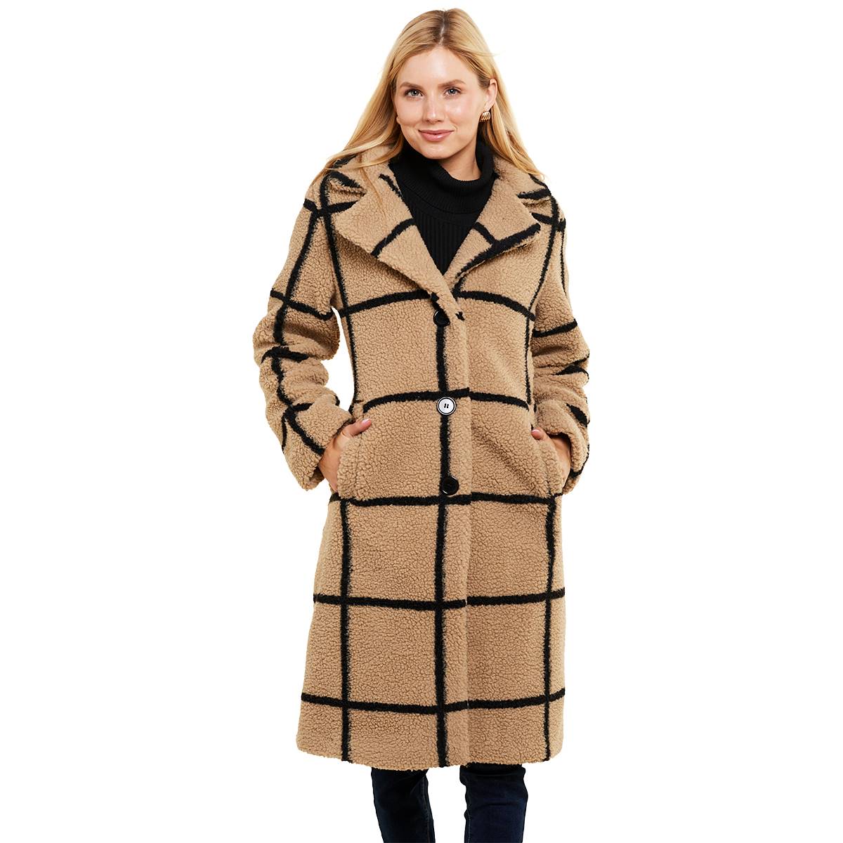 Womens Jessica Simpson Long Sherpa Trench Coat