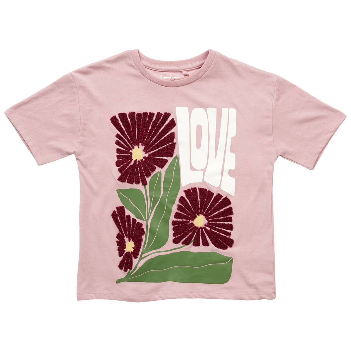 Girls (7-16) Jessica Simpson Oversized Floral Love Chenille Tee