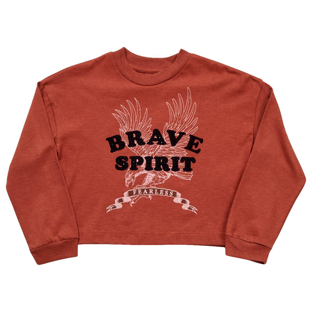 Girls (7-16) Jessica Simpson Long Sleeve Brave Spirit Flocked Tee